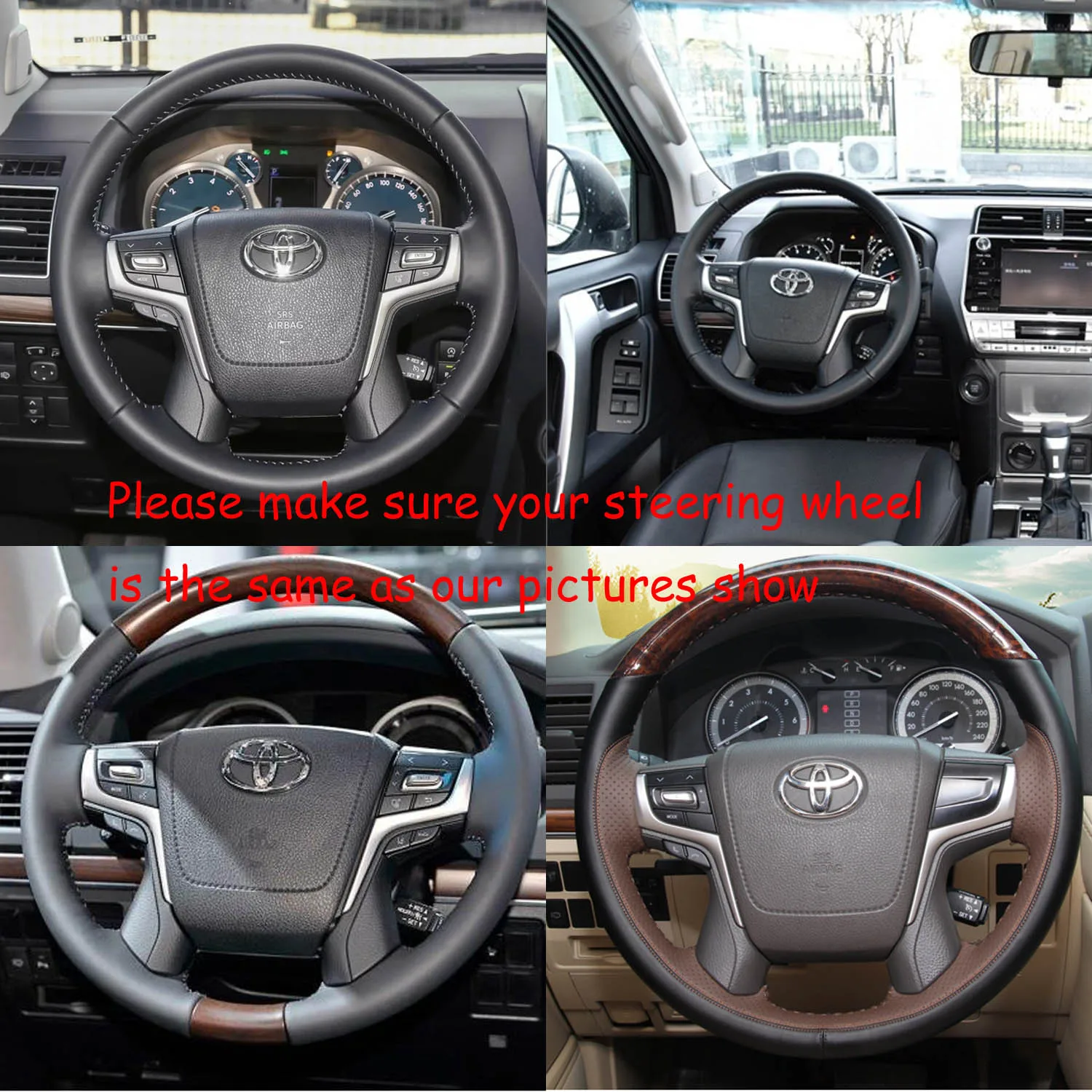 Серая кожаная легкая деревянная Насадка На Руль крышка декор для Toyota 2016 2018 Land Cruiser
