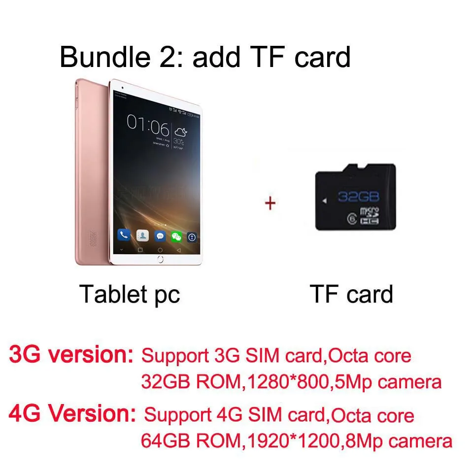 add 32GB TF card 10,1 дюймов, Android 8,1, планшетный ПК, 10,1 дюймов, 4 Гб ОЗУ, 64 Гб ПЗУ, 1920*1200 ips, две sim-карты, wifi, смарт-планшеты для детей, планшет - Комплект: add 32GB TF card