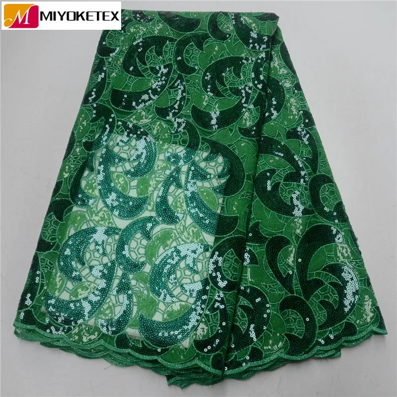 High Quality African Organza Sequin Lace Fabric Hot Sale Nigerian Wedding Dress Green French Tulle Laces PSA554-1 | Дом и сад