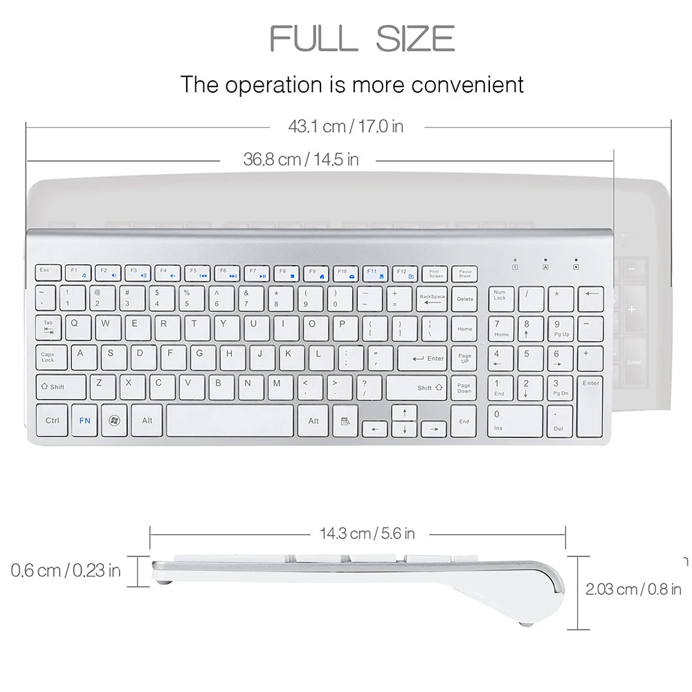 Zienstar English 2.4G Wireless Keyboard Mouse Combo with USB Receiver for Macbook Computer PC Laptop TV BOX and Smart | Компьютеры и