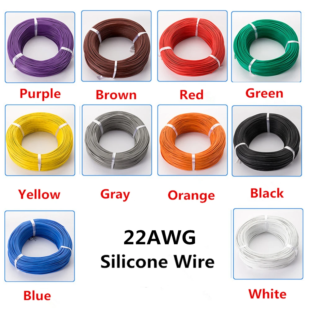 

1metre 22 AWG Flexible Silicone Wire RC Cable 22AWG OD 1.7mm Tinned Copper Wire
