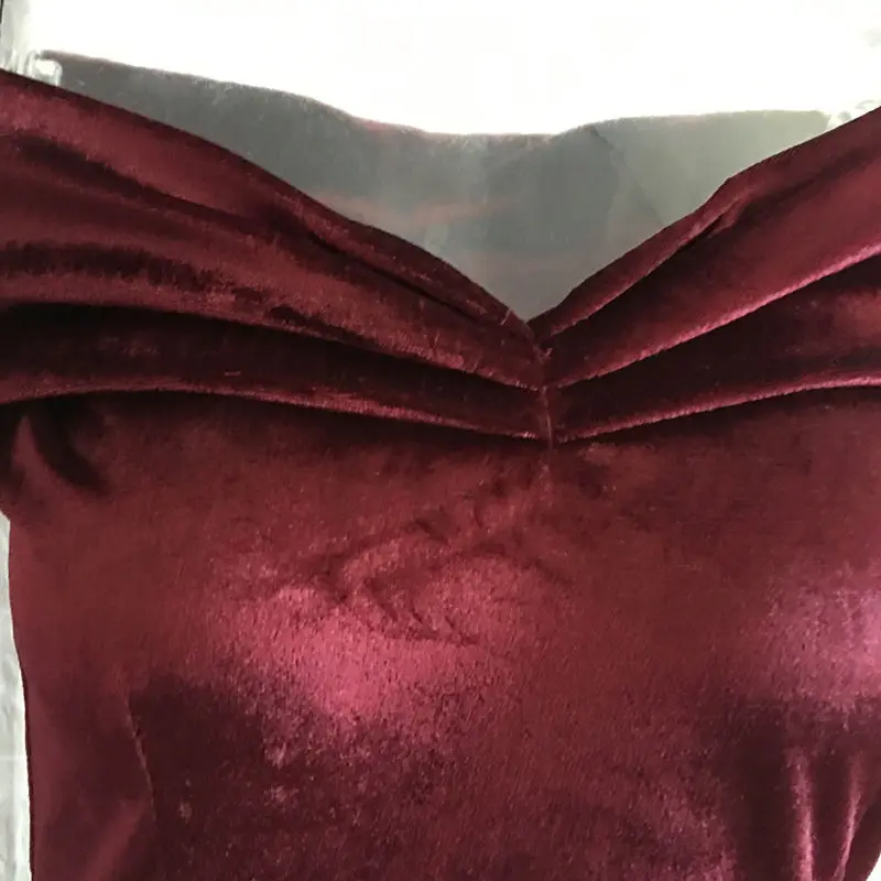 Сексуальная бархатная со спущенным плечом вечернее платье vestidos женское тонкое цельное платье-футляр облегающее платье элегантное женское Клубное платье миди платья