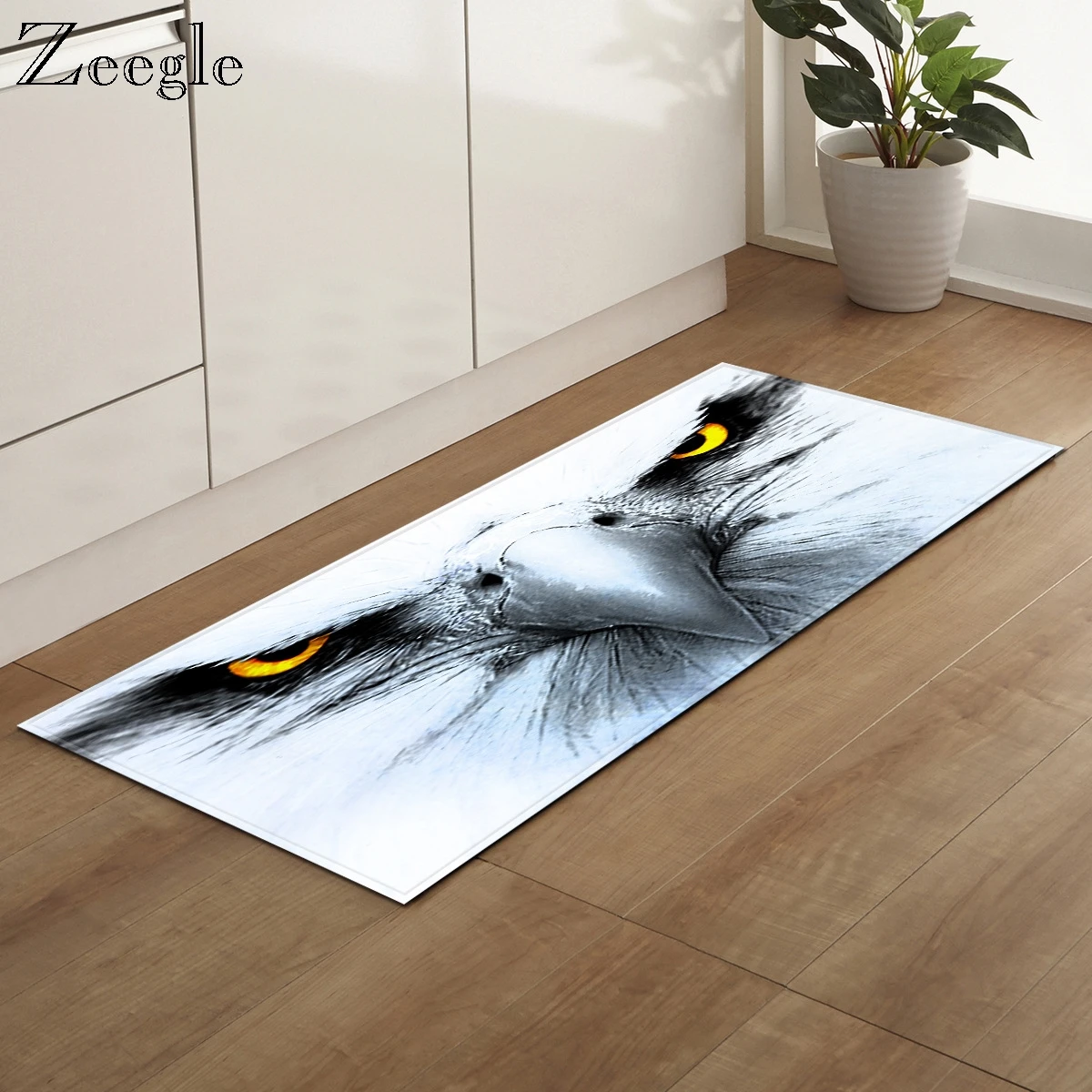

Eagle Printed Flannel Rectangle Long Kitchen Mat Soft Flannel Anti Skid Doormat Home Decor Entrance Floor Mat Hallway Area Rugs
