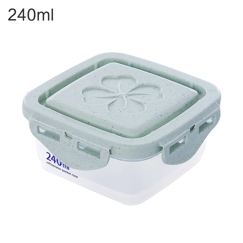 Blue 240ml 4 размера прозрачный Кухня холодильник для хранения пластиковая коробка для органайзера для специй Закрытая банка с крышкой фасоли гайка зерна Еда контейнер для хранения - Цвет: Blue 240ml