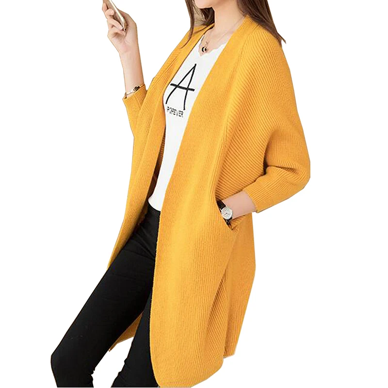 2017 autumn Winter Long Sweater Coat for Women Formal Cardigans loose Sweaters Oversized Batwing Sleeve Knitted coats |