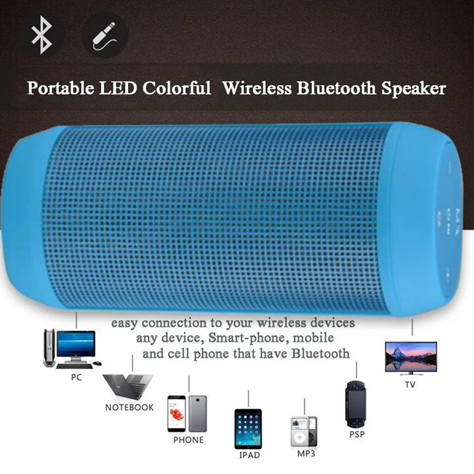 Беспроводная bluetooth колонка портативная светодиодная светящаяся звуковая