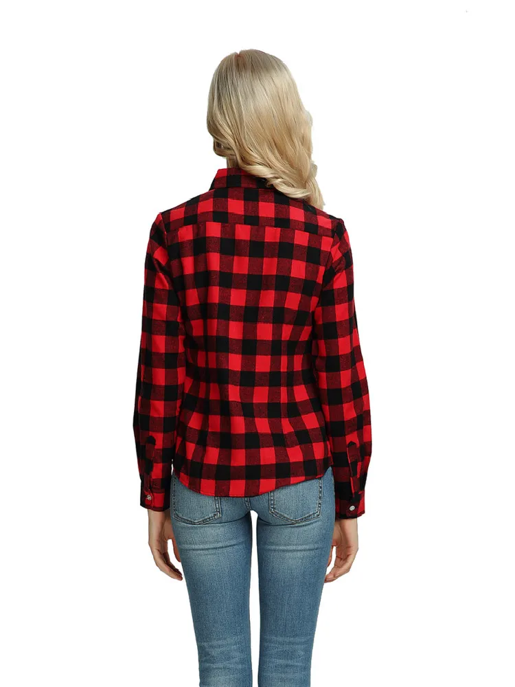 

2019 Autumn Fashion Women Cotton Plaid Blouses Long Sleeve Casual Checkered Shirt Plus Size 3XL 5XL Ladies Top Women's Clothing