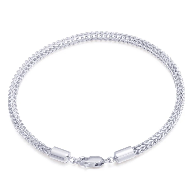 Женский блестящий браслет цепочка из платины белого цвета 3 8 мм|Гибкие и жесткие