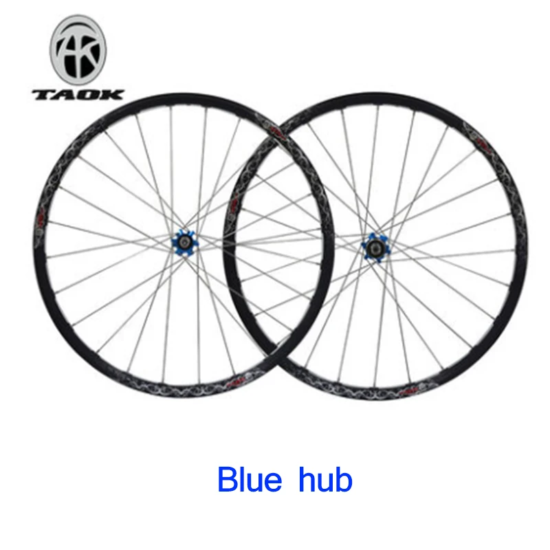 Blue drum TAOK горное колесо Набор велосипед MTB прямой тяга палин барабан 26 дюймов 24 Отверстия алюминиевый двойной дисковый тормоз кольцо - Цвет: Blue drum