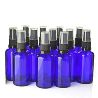 12pcs 50ml blue glass spray bottle empty refillable black fine mist sprayer bottles for essential oils aromatherapy perfume