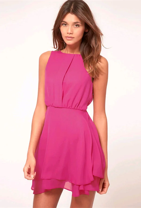 2014 Spring summer woman dress chiffon red white dresses european american style mini hot sale wholesale | Женская одежда