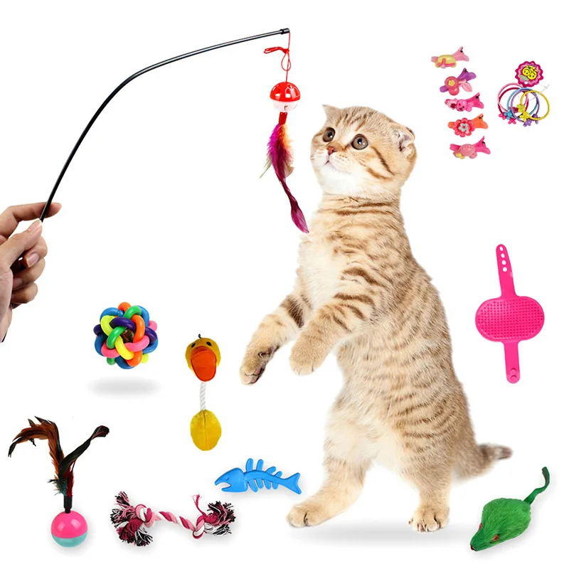 

16//18 Pcs Tease Cats Toys Set Colorful Interactive Toys for Molar and Solving Boredom