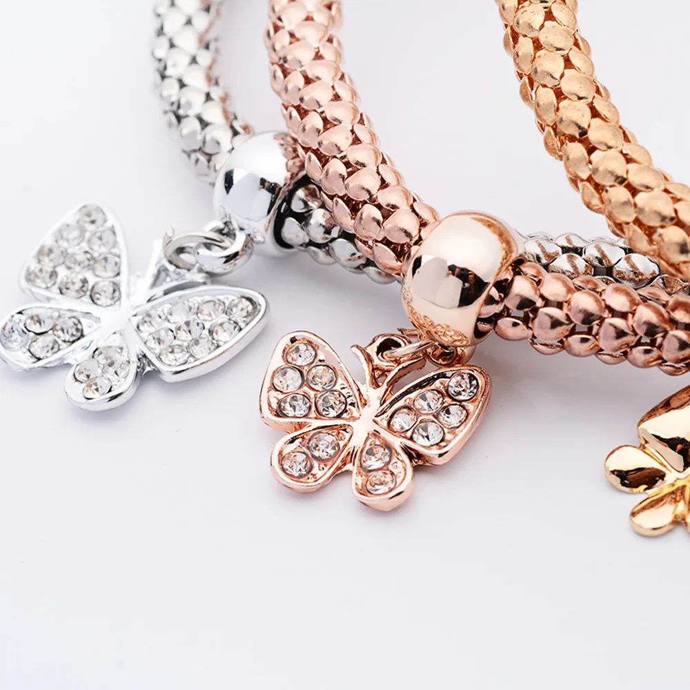 Zerotime# H5 Новая мода 3 шт Женский Pulseiras браслет с подвесками бабочки многослойный браслет Элегантный