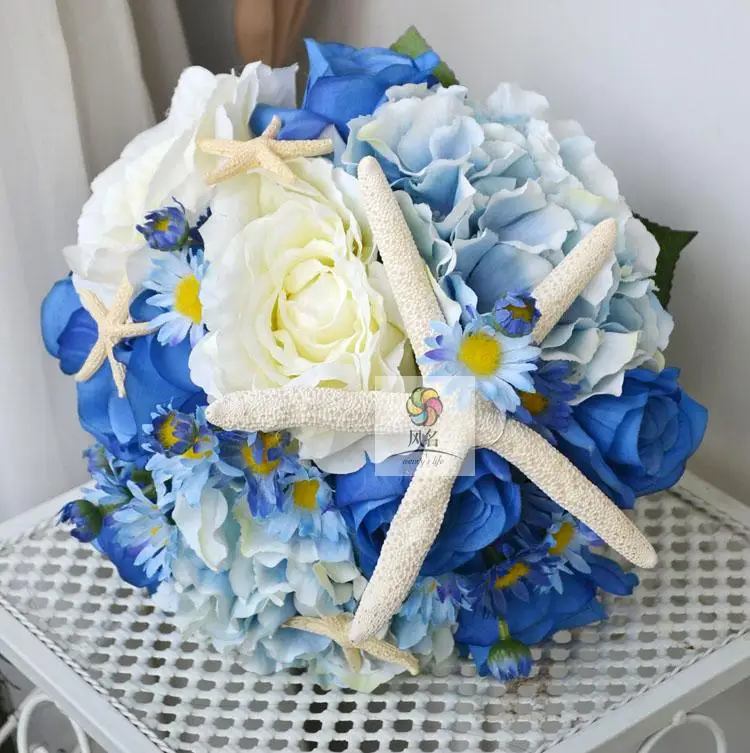 Искусственный цветок ручной работы Свадебный невесты держащий цветы морской