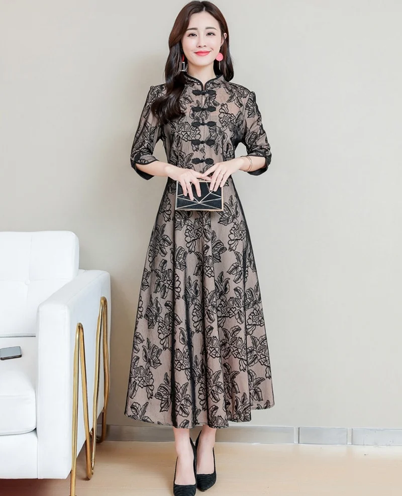 Современное китайское платье Cheongsam Qipao онлайн Китайский магазин женский халат De Soiree японское кимоно Ao Dai вьетнамское платье ff1664 L