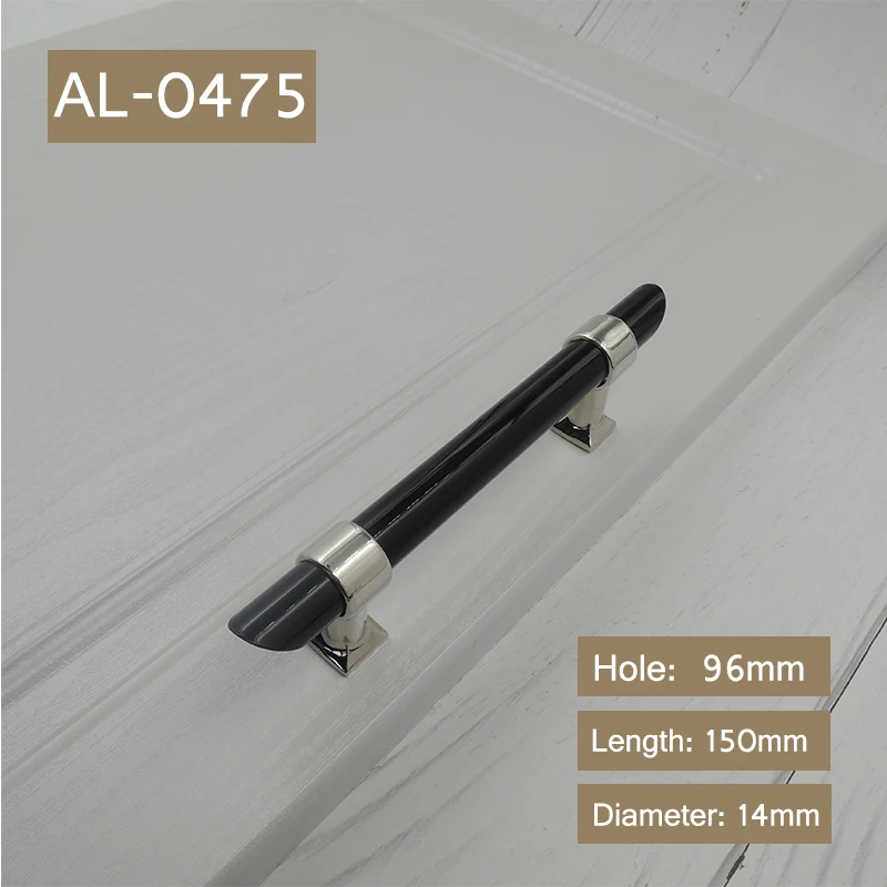 AL-0475-SS96 Черная акриловая ручка для шкафа и ручки для комода, выдвижная ручка для ванной комнаты, ручка для шкафа с розовым золотом/серебром - Цвет: AL-0475-SS96