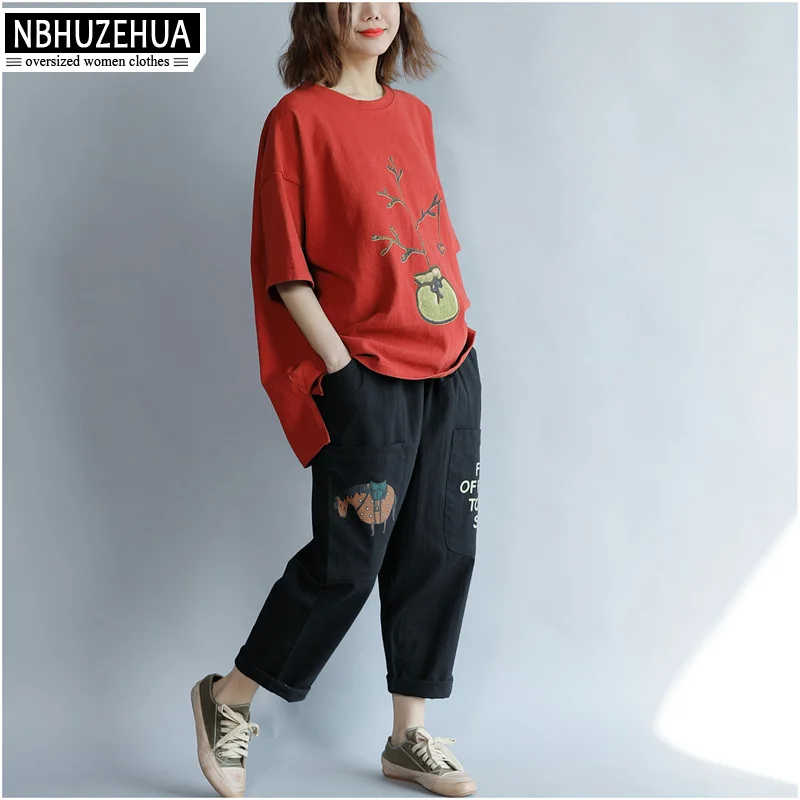 NBHUZEHUA A93 4XL 5XL 6XL женские корейские футболки с рисунком хлопковые топы летние