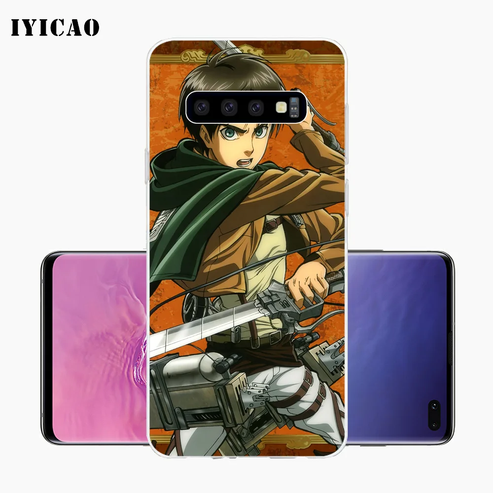 IYICAO Eren Jaeger Attack on Titan Мягкий силиконовый чехол для телефона Samsung Galaxy S10e S10 S9 S8 Plus S7 Edge