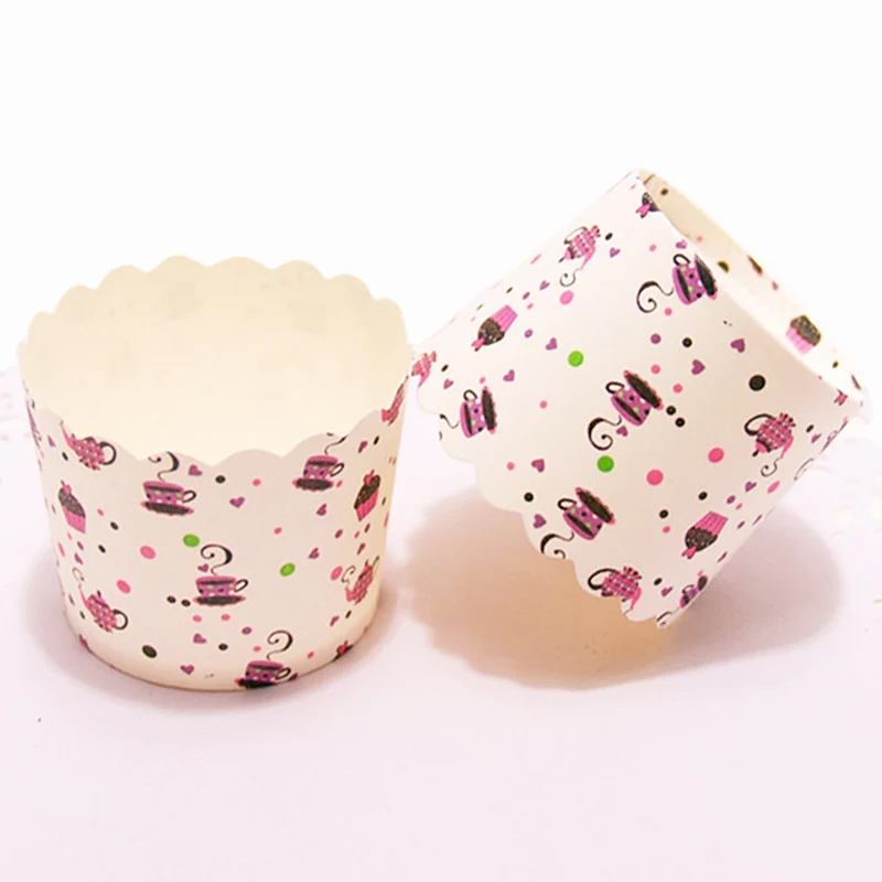 50 шт./пакет белые Клубничные розовые цветы радуга пион Бабочка бумага кекс Маффин