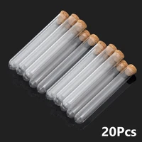 20pcslot 20x150mm 15x150mm transparent plastic round bottom test tube with cork stopper for candy beans drink storages