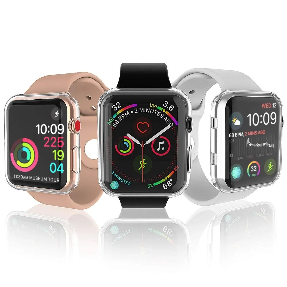 Мягкий чехол для apple watch band apple watch 5, 4, 3, чехол 44 мм, 40 мм, 42 мм, 38 мм, iwatch band, универсальная ультратонкая прозрачная рамка