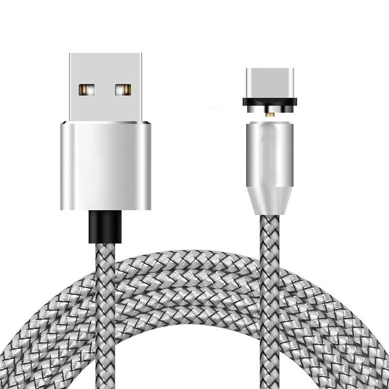 Магнитный кабель Micro usb type C зарядный кабель для iPhone samsung Xiaomi huawei type C штекер смартфон Универсальный Магнитный кабель - Цвет: Silver