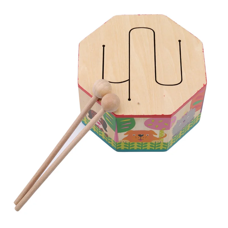 Детские игрушки деревянные барабан для раннего развивающая музыкальная детей