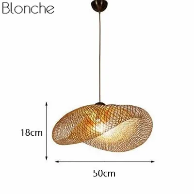 Type A 50CM Японский бамбуковый Плетеный подвесной светильник из ротанга, винтажный подвесной светильник с волнистым абажуром для дома и дома, столовой, подвесной светильник - Цвет корпуса: Type A 50CM