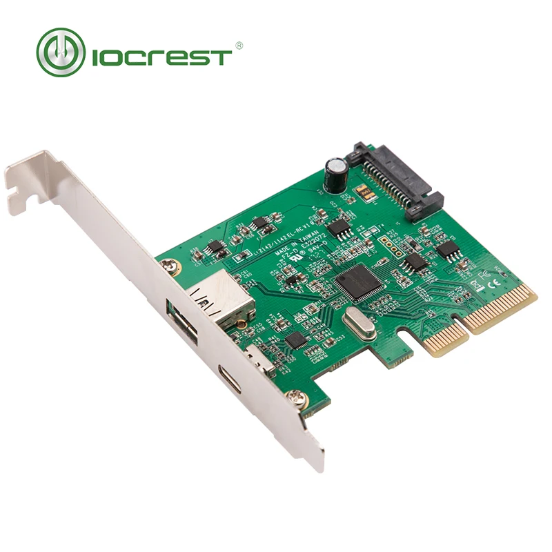 Плата контроллера узла IOCREST PCI Express к USB 3 1 C + USB3.1 Type A до Gen II 10 Гбит/с чипсет ASM3142 с