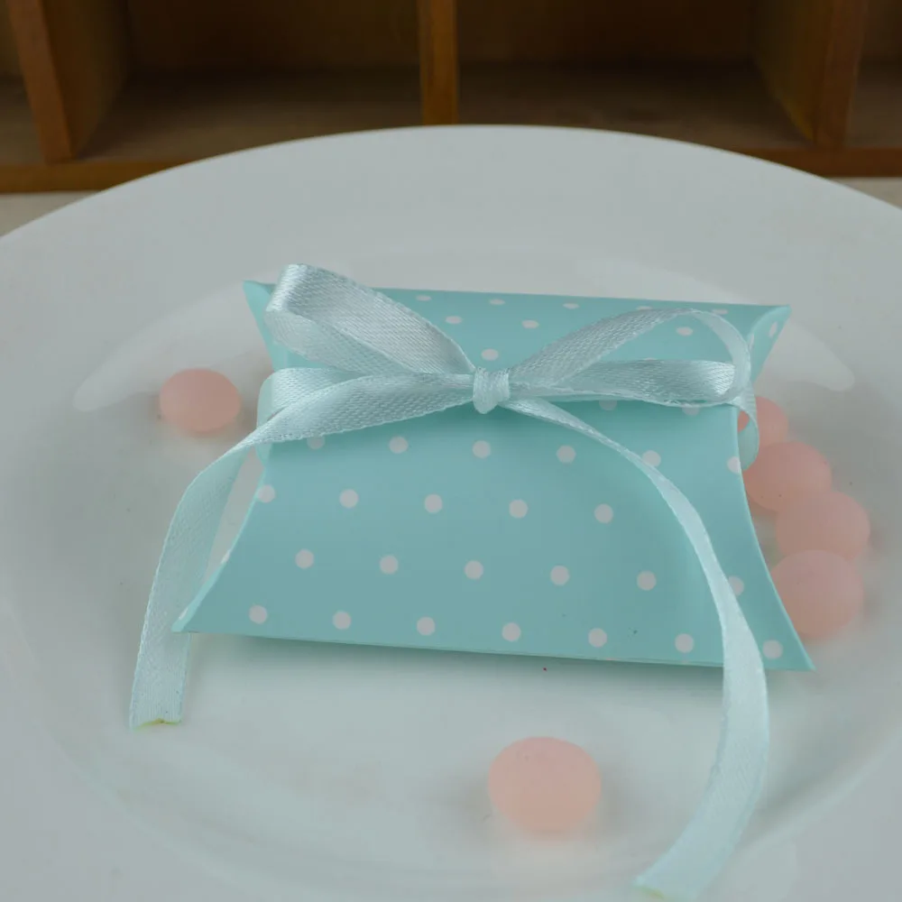 5 шт./лот розовый синий горошек конфеты подушка бумажная коробка Свадьба День