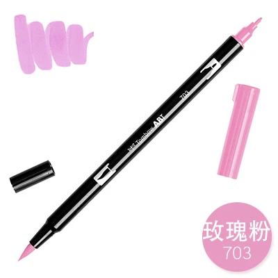 703 TOMBOW AB-T Япония 96 цветов художественная кисть ручка с двумя головками маркер Профессиональный водный маркер ручка для рисования канцелярские принадлежности Kawaii - Цвет: 703