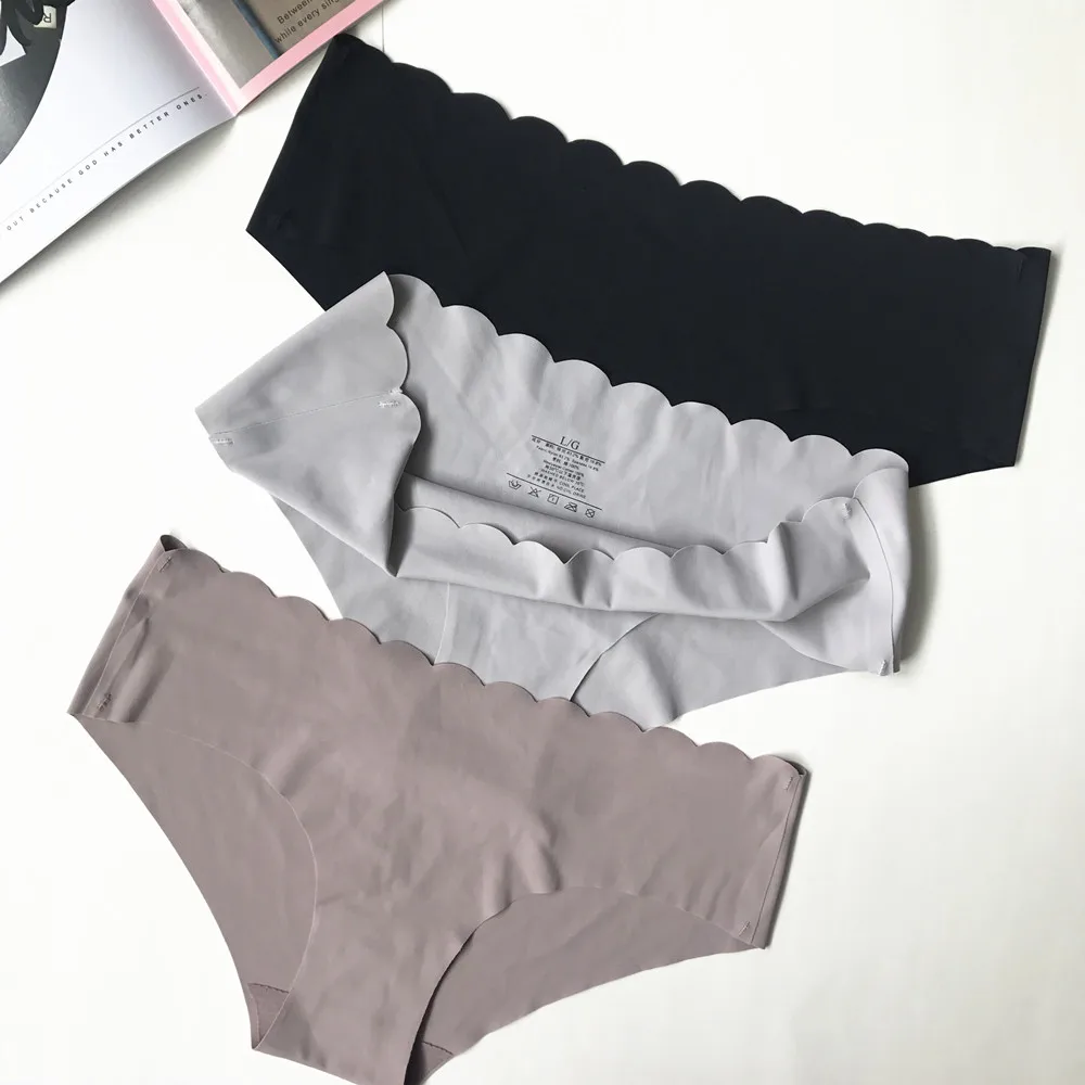 Комплект бесшовных трусов 3 шт./лот женское нижнее белье из ледяного шелка модные
