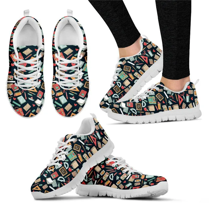 RH0347AQ FORUDESIGNS/кроссовки с рисунком учительницы; женская обувь; повседневная обувь на плоской подошве; женская дышащая сетчатая Женская прогулочная обувь; zapatos mujer; - Цвет: RH0347AQ