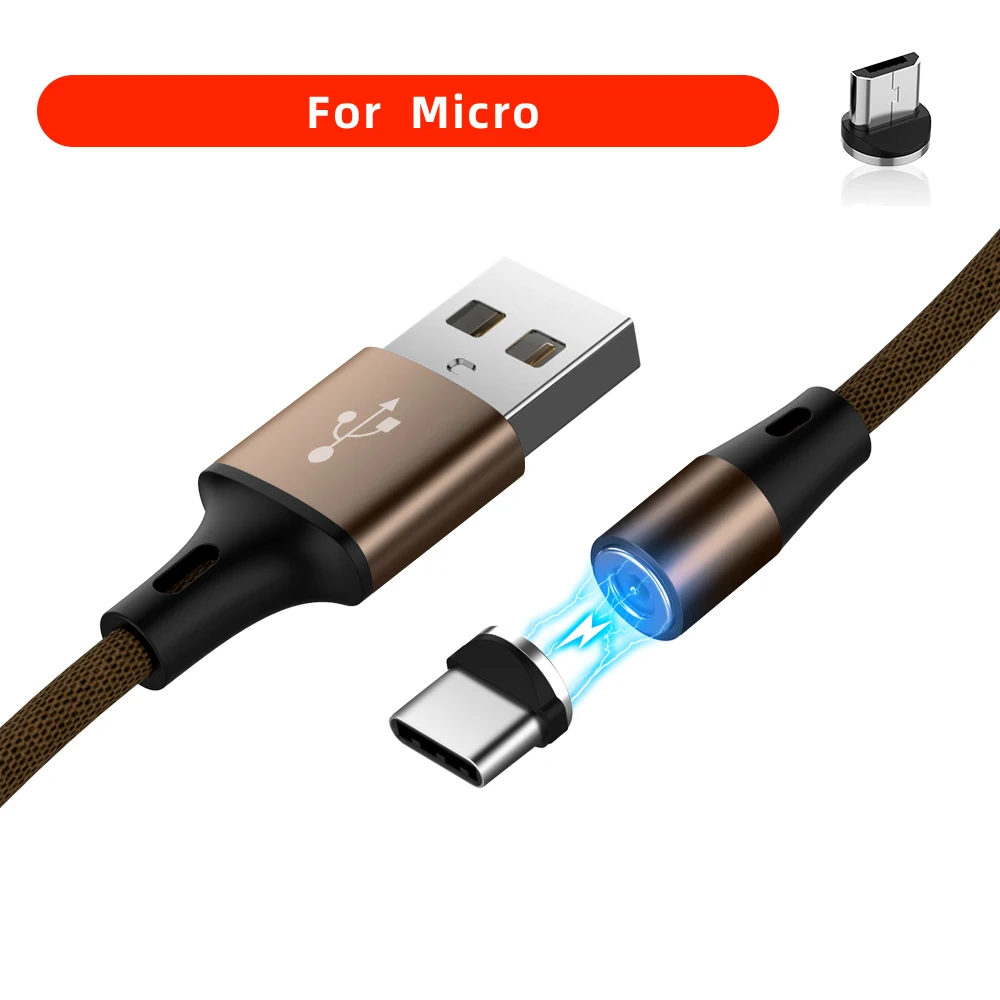Магнитный USB C Micro USB кабель для Redmi K20 Быстрая зарядка usb type C кабель магнитное зарядное устройство Micro USB кабель для huawei samsung - Цвет: Brown For Micro