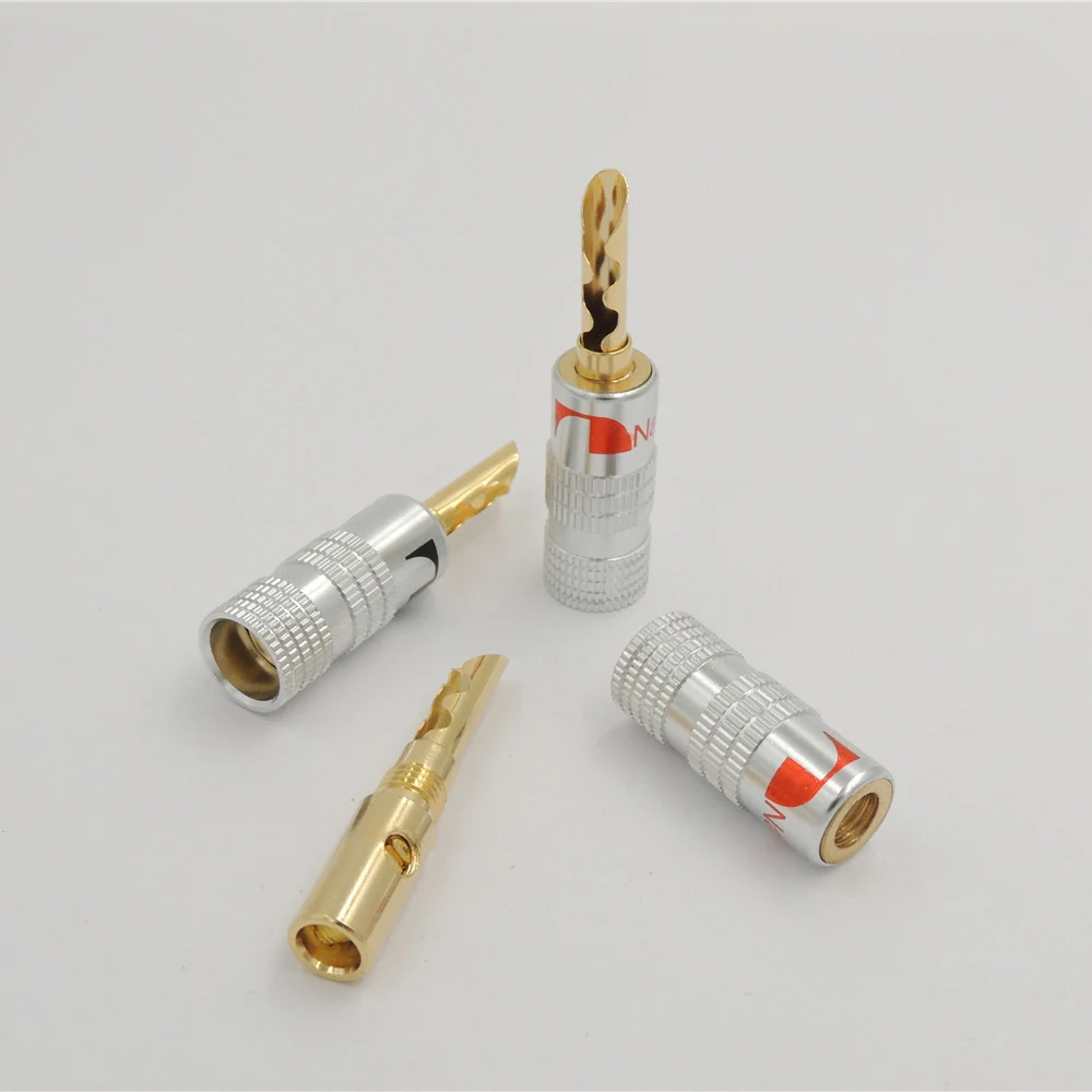 

500Pcs/lot New Nakamichi Banana Plugs 24K Gold Speaker Hallow Banana Plugs Connector Red and Black Color Free Shipping