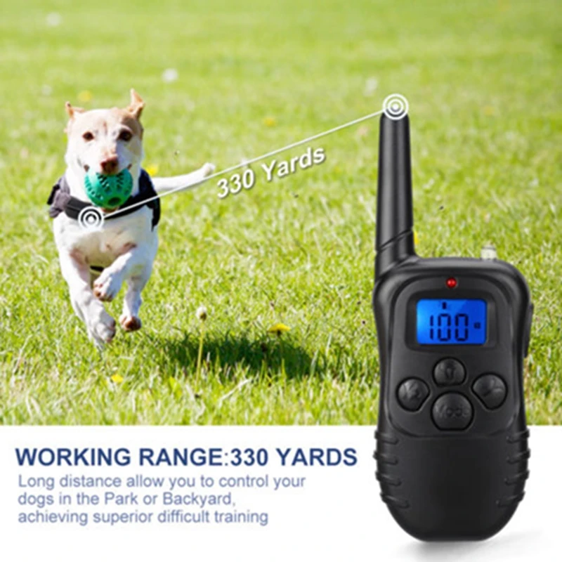 Pet Dog Training Collar Waterproof Rechargeable LCD 100LV Electric shock vibration remote training dog accessories 4 Mode | Дом и сад