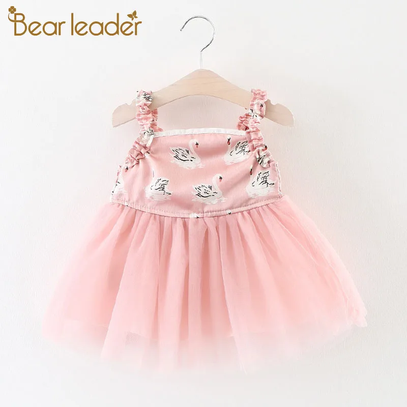 Bear Leader/платья для малышей г. Новая летняя модная детская одежда в полоску от 0 до 2 лет милые хлопковые платья с принтом для маленьких девочек