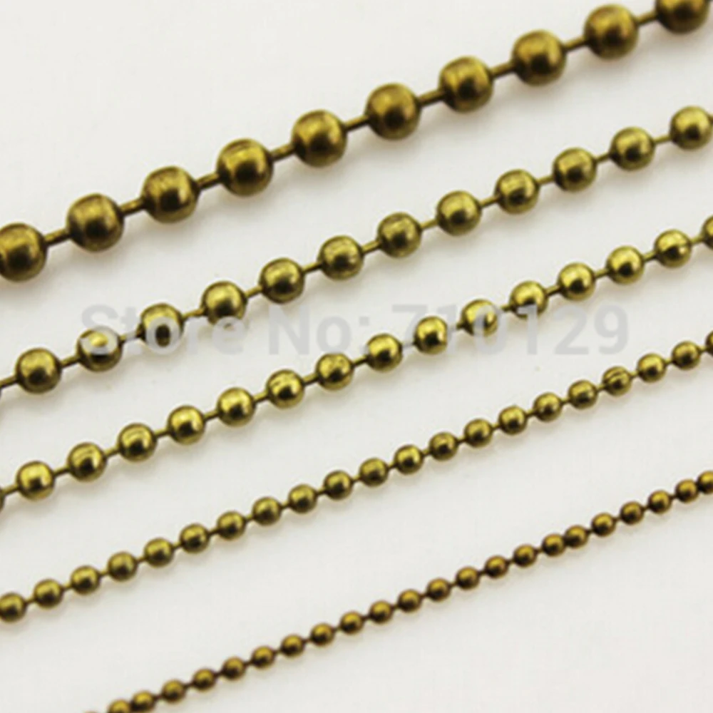 

GHRQX Hot Sell 2 meter 2.4mm Bronze Plated Zinc Alloy Ball Necklace Chain Jewelry Chain for make necklace