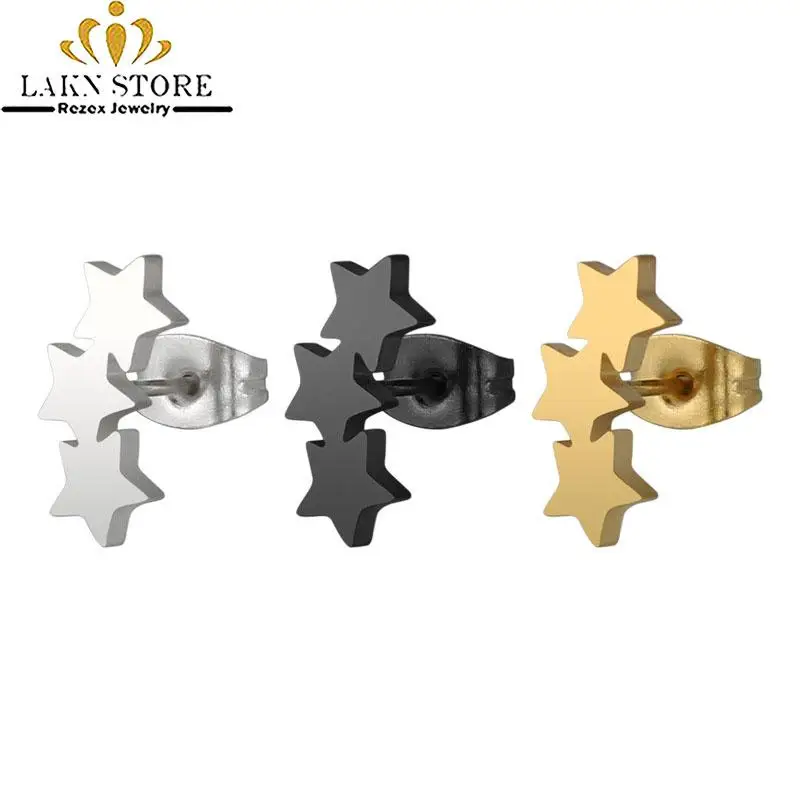 Tiny star stud earrings vintage stainless steel rose gold/silver boho earring fashion jewelry for women/men statement | Украшения и