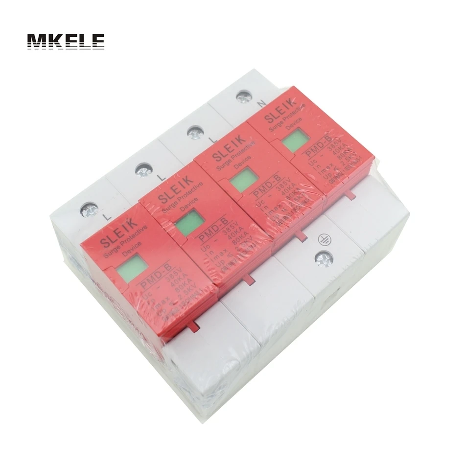 Фото Защитное устройство от перенапряжения 385V SPD 4P 40KA ~ 80KA House Din Rail для защиты Защитное устройство от перенапряжения 385V SPD 4P 40KA ~ 80KA House Din Rail для защиты