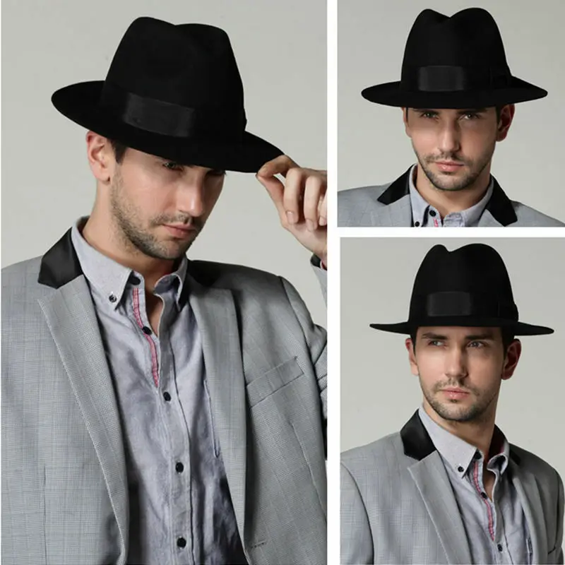 Шляпа трилби для мужчин и женщин плотная Шерстяная винтажная фетровая Панама