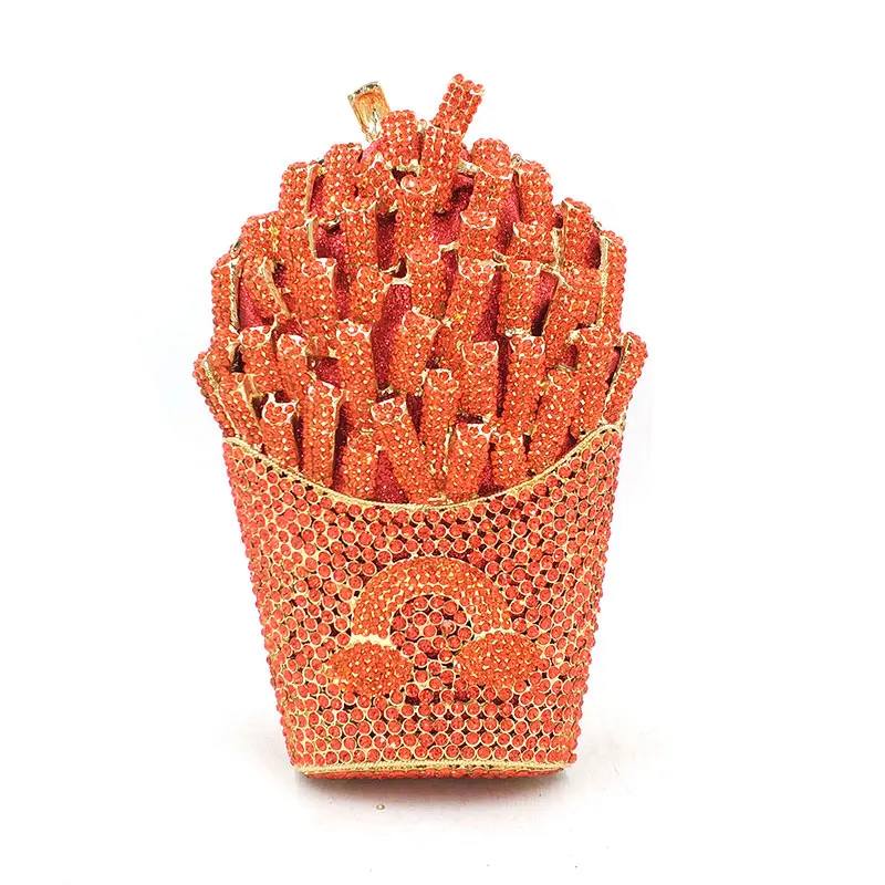 Color 2 orange Новинка для невесты, кошельки для свадебной вечеринки, Женская вечерняя сумка, специальная сумка с бриллиантами для французского картофеля фри, радужные клатчи, сумочки с кристаллами - Цвет: Color 2 orange