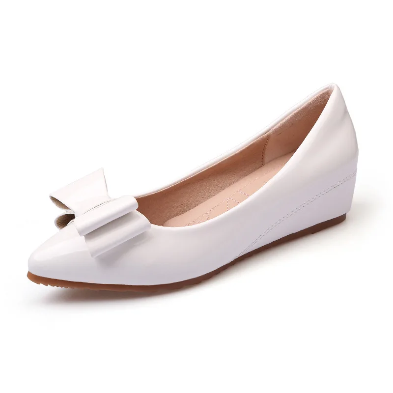

Women's Sandals Summer Square heel Bow Comfortable Patent leather Low help Woman shoes