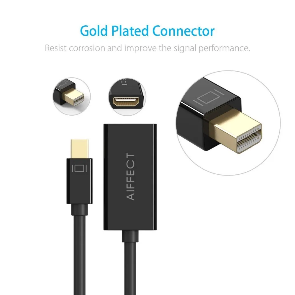 AIFFECT Mini DP к HDMI адаптер 4 К DisplayPort Thunderbolt мужчин Женский видео кабель UltraHD конвертер