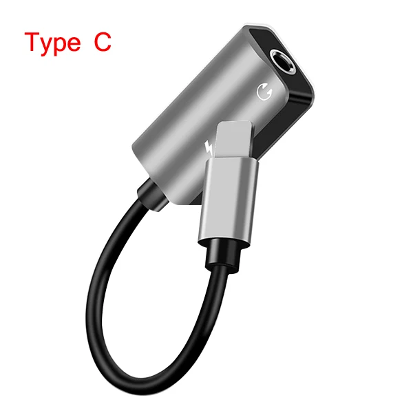 Silver CBAOOO адаптер для мобильного телефона для iPhone type C до 3,5 мм разъем для зарядки наушников подслушивающий преобразователь usb type-C аудио адаптер - Цвет: Silver