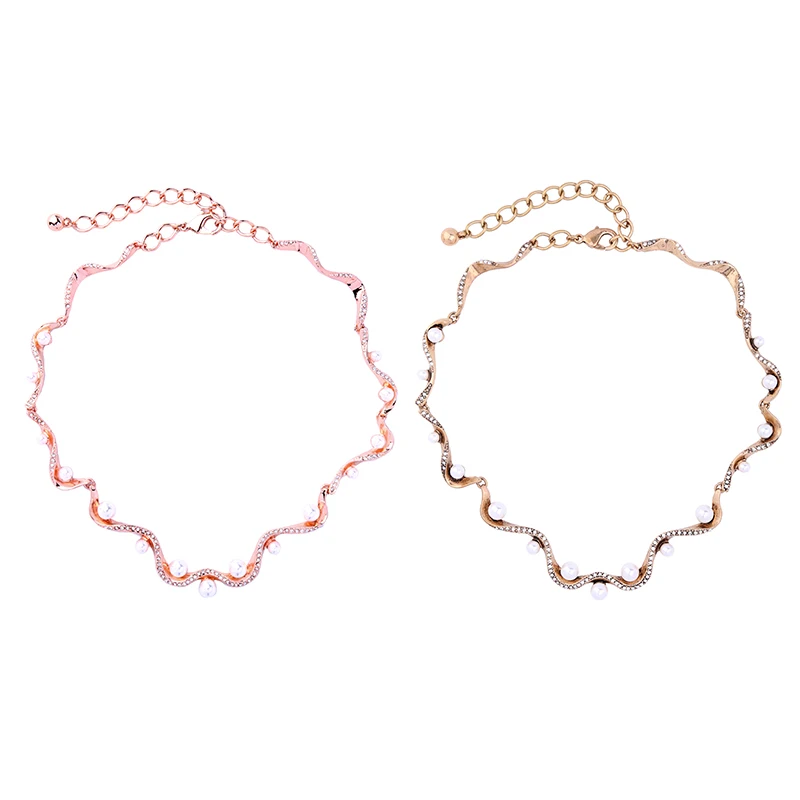Banquet Luxury Accessories Crystal Simulated Pearl Snake Chain Necklace VN683 | Украшения и аксессуары