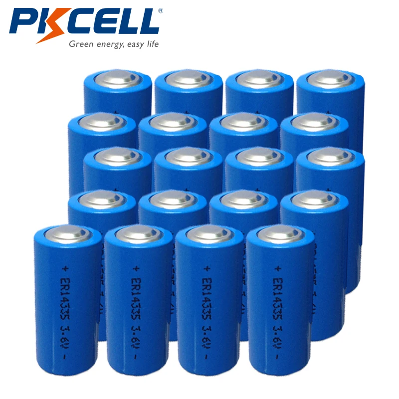 PKCELL 20 шт. 2/3AA Размер ER14335 LS14335 3 6 В 1650 мАч Li SOCL2 батареи литиевая батарея для дымовой