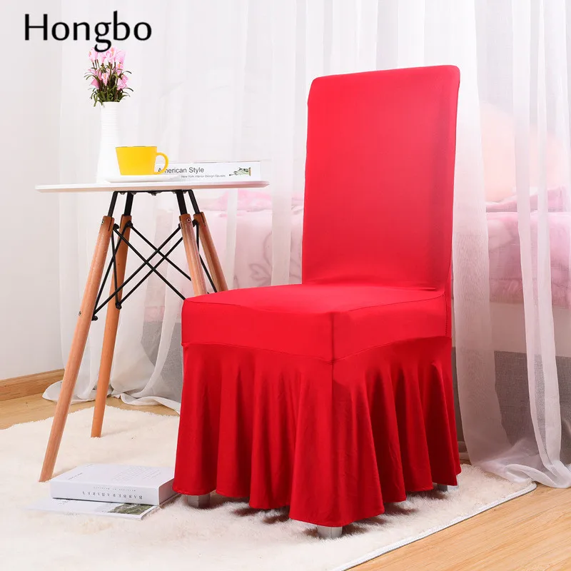 4 Hongbo защита для свадебного банкета, чехол для стула, однотонный цвет, плиссированная юбка, стильные чехлы на стулья, эластичный спандекс, высокое качество - Цвет: 4