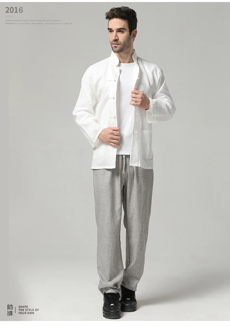 Белый классический китайский Стиль хлопок лен Кунг-Фу рубашка Lee Bruce Wing chun Топы