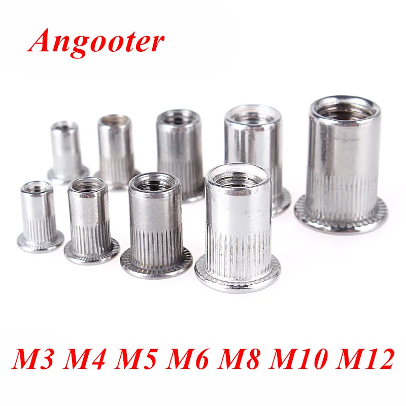 

M3 M4 M5 M6 M8 M10 M12 Rivet Nut Stainless steel A2 Insert nuts SUS304 Blind rivet nut Inserts Flat Head Rivnuts Rivet Nuts